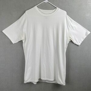 Zanerobe Mens White Cotton Boxy Relaxed Fit Crewneck Basic T-Shirt M ZNRB Logo